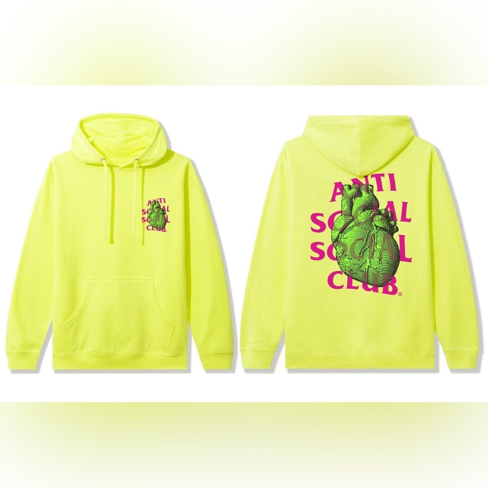 Anti Social Social Club Pulse Check Green/Yellow Hoodie- S